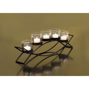 MIKASA Home Accents Double Arch 5 Glass Candle Holder Arched Candle Votive